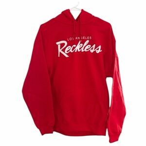 Young & Reckless Los Angeles Red Hoodie Sweatshirt Unisex Size XS/S PTP 22.5”